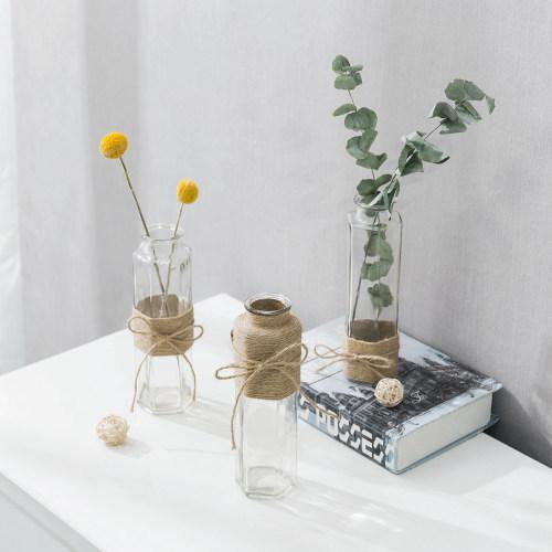 Rustic Rope Wrap Design Glass Flower Vases, Set of 3 - MyGift