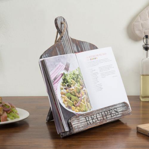 Rustic Torched Wood Cookbook Holder - MyGift