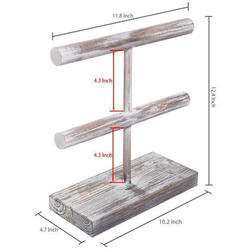 Rustic Torched Wood Jewelry Display Rack - MyGift