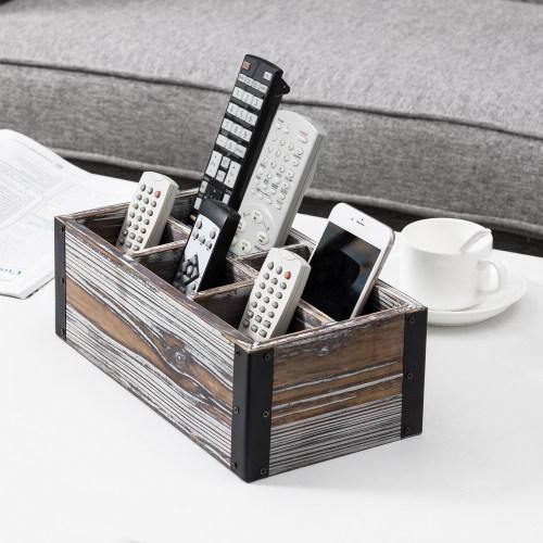 Rustic Torched Wood Remote Control Organizer - MyGift