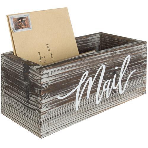 Rustic Torched Wood Tabletop Mail Box - MyGift