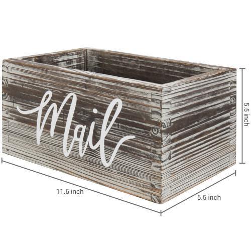 Rustic Torched Wood Tabletop Mail Box - MyGift