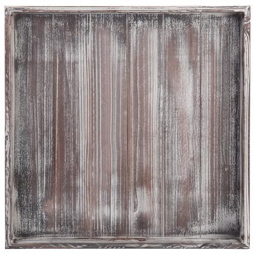 Rustic Torched Wood Tray with Vintage Metal Side Wraps - MyGift