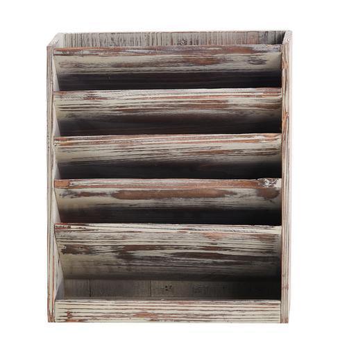 Rustic Torched Wood Wall Mounted Filing Organizer, Magazine Rack - MyGift