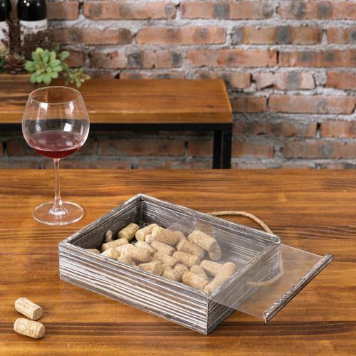 Rustic Torched Wood Wine Cork Catcher/Beer Bottle Cap Holder