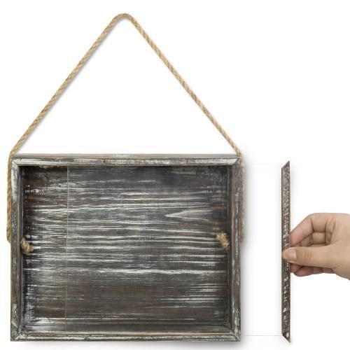 Rustic Torched Wood Wine Cork Catcher/Beer Cap Holder Shadow Box - MyGift