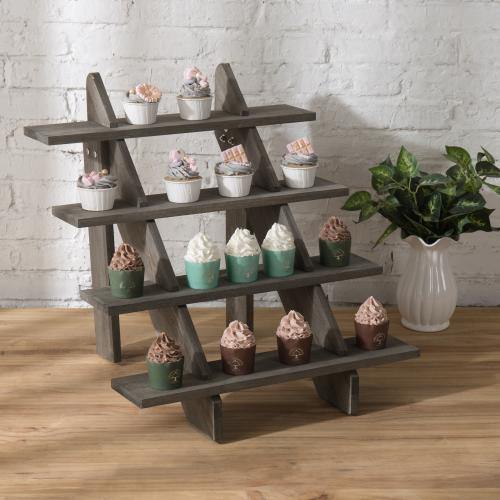Rustic Vintage Gray Wood Retail Display Riser Stand - MyGift
