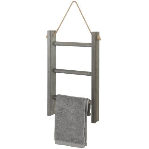 Rustic Wall-Hanging Towel Ladder, Gray