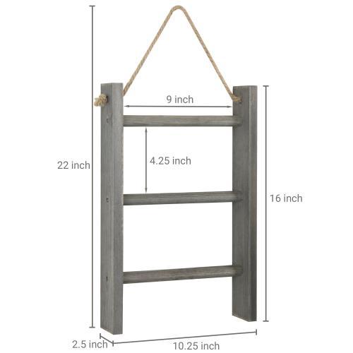 Rustic Wall-Hanging Towel Ladder, Gray