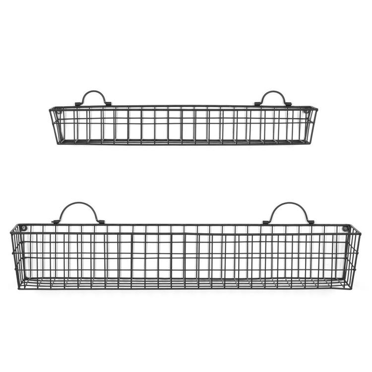 Rustic Wall-Mounted Openwork Metal Mesh Storage Baskets Display Racks, Set of 2 - MyGift Enterprise LLC