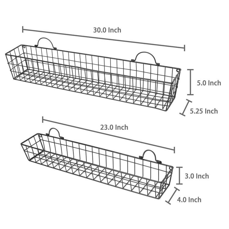 Rustic Wall-Mounted Openwork Metal Mesh Storage Baskets Display Racks, Set of 2 - MyGift Enterprise LLC