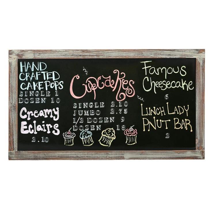 Rustic Wall-Mounted Torched Wood Chalkboard - MyGift