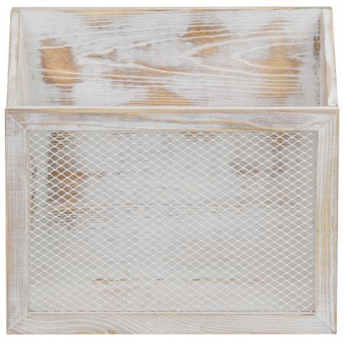 Rustic Whitewashed Wood & Chicken Wire Magazine Holder - MyGift
