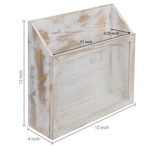 Rustic Whitewashed Wood & Chicken Wire Magazine Holder - MyGift