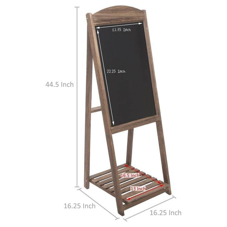 Rustic Wood A-Frame Erasable Easel Chalkboard w/ Shelf, Brown - MyGift