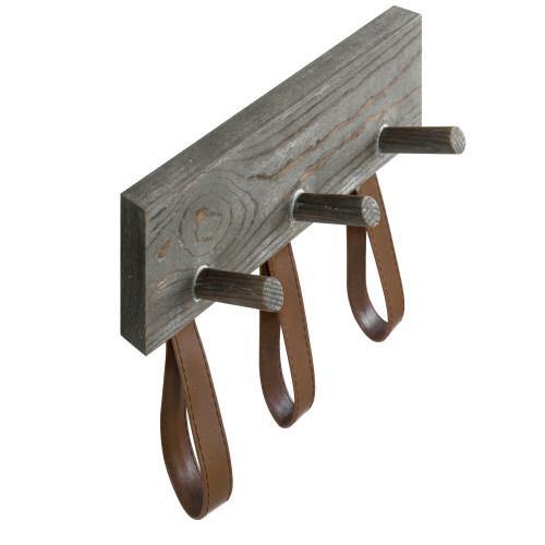 Rustic Wood Coat Rack with Leather Straps - MyGift