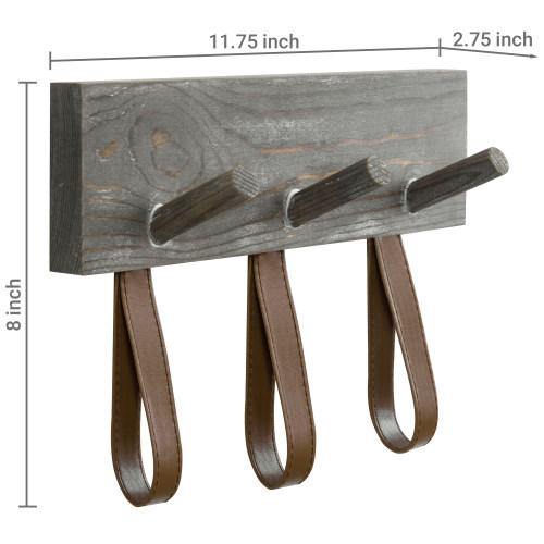 Rustic Wood Coat Rack with Leather Straps - MyGift