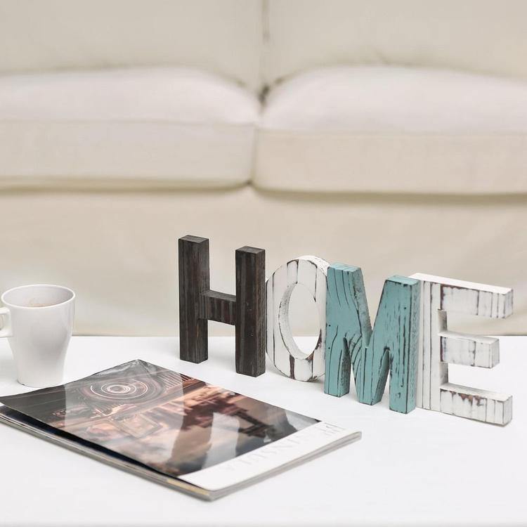 Rustic Wood HOME Decorative Sign, Standing Cutout Word Decor, Multicolor - MyGift Enterprise LLC