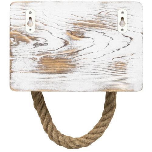 Rustic Wood & Industrial Pipe and Rope Towel Ring, Whitewashed