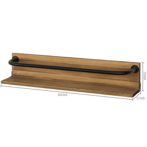 Rustic Wood & Pipe Wall-Mounted 6-Bottle Wine Rack, Set of 2 - MyGift