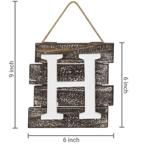 Rustic Wood Tile Signs with Hanging Rope - HOME