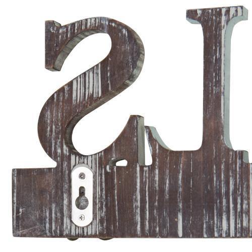 Rustic Wood Towel Hanging Rack with Cutout Letters - MyGift