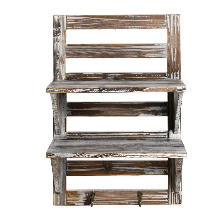 Rustic shelves with hooks deals