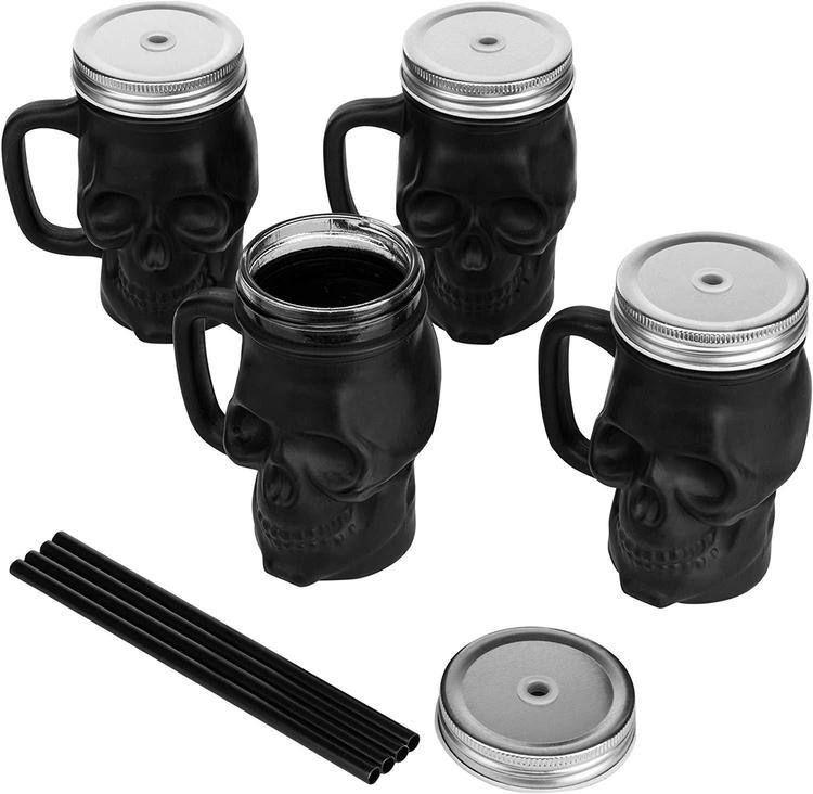 Cup Handle Glass Mug Mugs Straw, Glass Coffee Cup Lid Straw