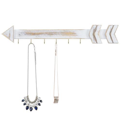 Shabby Chic Whitewashed Wood Arrow Jewelry Rack