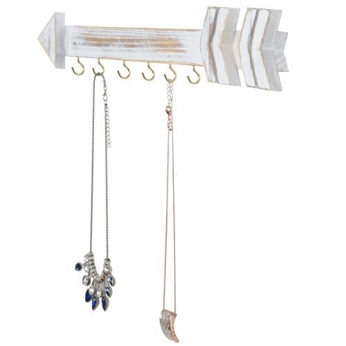 Shabby Chic Whitewashed Wood Arrow Jewelry Rack