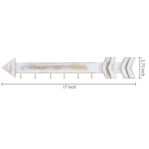 Shabby Chic Whitewashed Wood Arrow Jewelry Rack