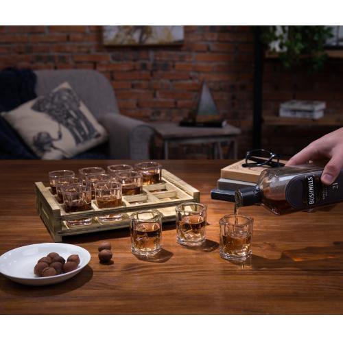 Shot Glass Server Tray with Rustic Burnt Wood - MyGift