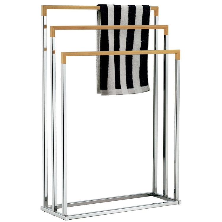 Chrome & Bamboo Towel Rack-MyGift