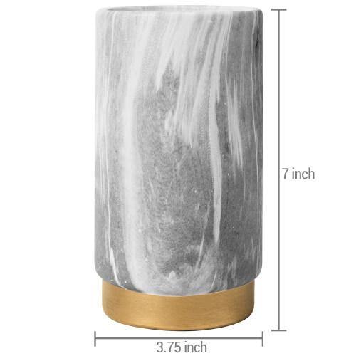 Matte Ceramic Marble Pattern Vase with Gold Tone Base - MyGift