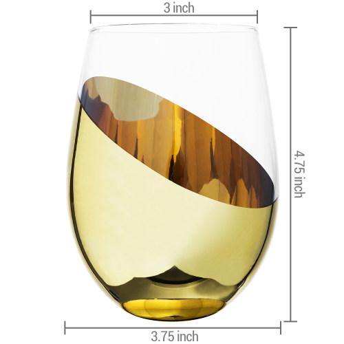Titled Design Brass Stemless Wine Glasses, Set of 6 - MyGift