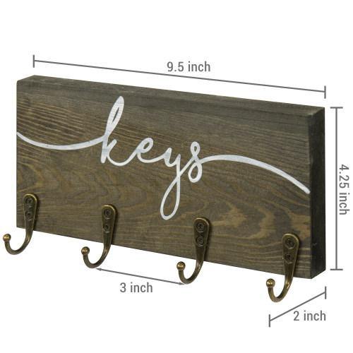 Rustic Gray Wood Key Rack with Hooks - MyGift