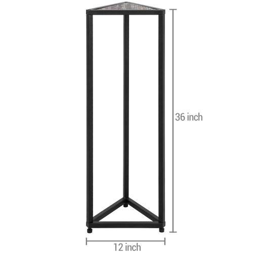 Triangular Torched Wood & Black Metal Stand, 36-inch - MyGift