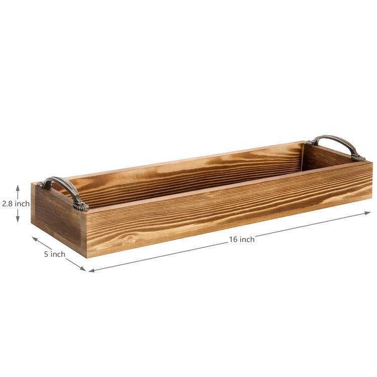 Slim Rustic Serving Tray with Antique Handles - MyGift