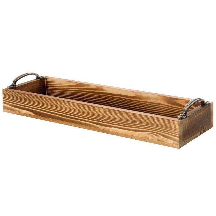 Slim Rustic Serving Tray with Antique Handles - MyGift