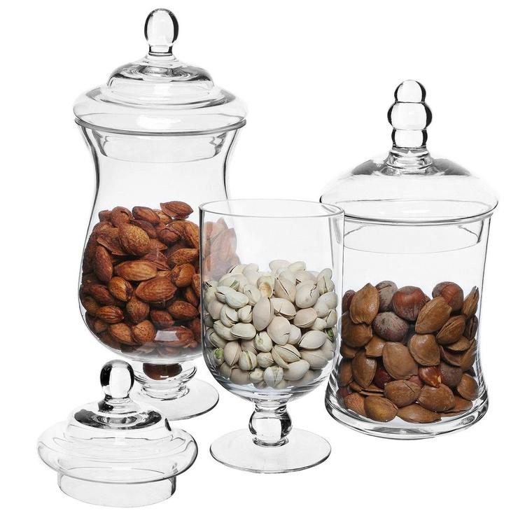 Small Clear Glass Storage & Display Canisters /  Apothecary Jars, Set of 3 - MyGift Enterprise LLC