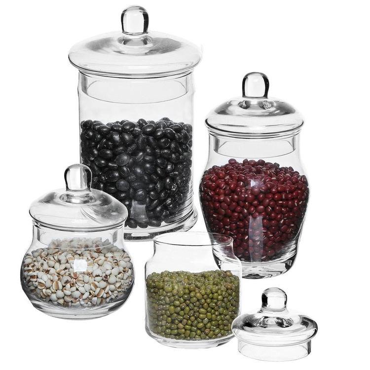 Small Glass Apothecary Jars with Lids, Set of 4 - MyGift