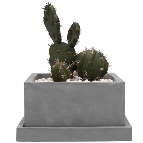 Square Cement Succulent Planter Pot with Removable Saucer - MyGift