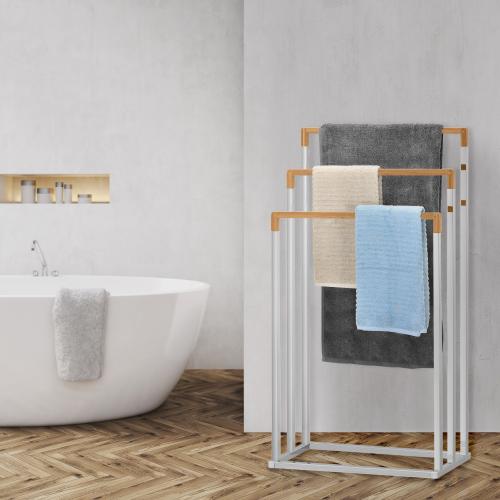 Chrome & Bamboo Towel Rack-MyGift