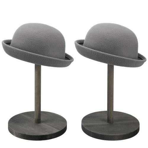Stack-Up Style Gray Wood Hat Display Stands, Set of 2 - MyGift