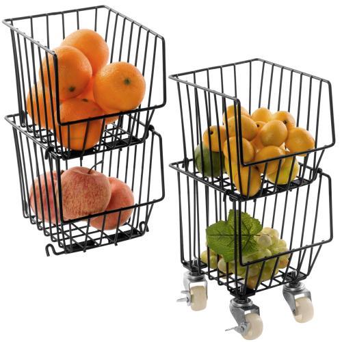 Stackable Rolling Storage Bins with Wheels, Set of 4