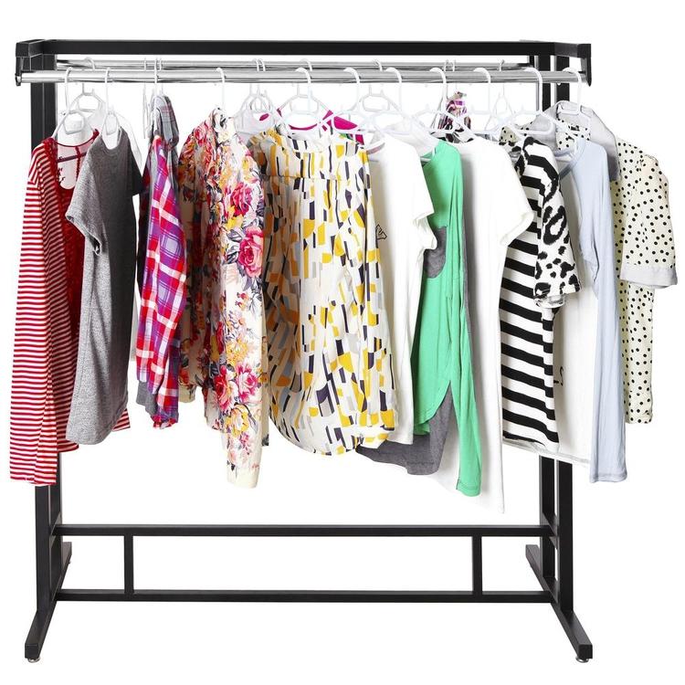 Stainless Steel Double Rod Hangrail Garment Floor Display Rack - MyGift Enterprise LLC