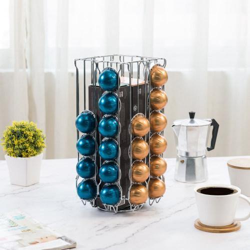Stainless Steel Rotating Coffee Pod and Sleeve Organizer Rack - MyGift