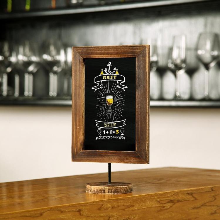 12-Inch Burnt Wood Framed Tabletop Chalkboard Cafe Menu Sign, Set of 2 - MyGift Enterprise LLC