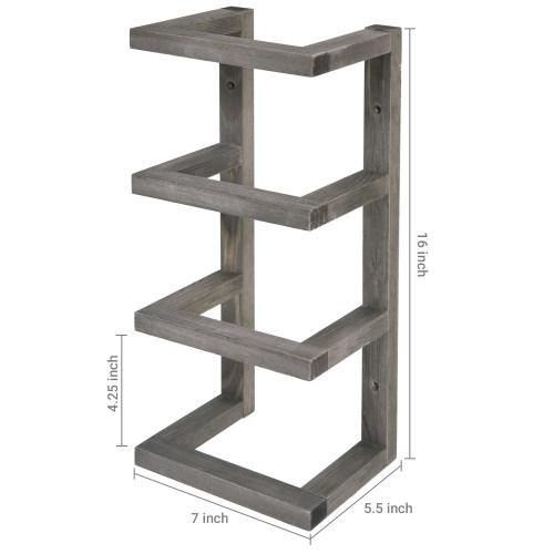 Tabletop Vintage Grey Wood Towel Roll Storage Rack