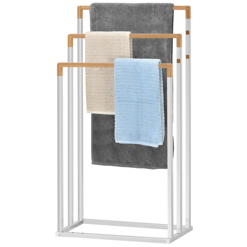 Chrome & Bamboo Towel Rack-MyGift